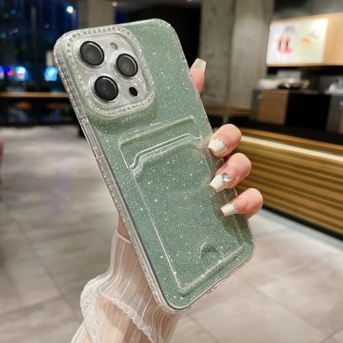 Étui portefeuille iPhone 14 Plus avec porte-carte paillettes strass