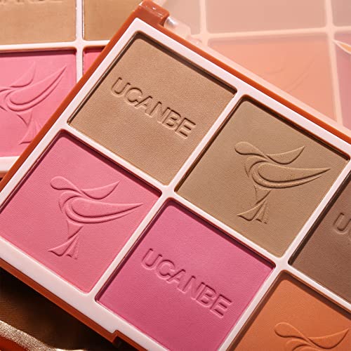 Ucanbe 8 Color Blush Contour Makeup Palette - Versatility Face Shaping, Pigmented Matte Smooth Natural Long Lasting Powder Bronzer Blushing Pallet #TOP6