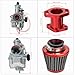 FVRITO Performance VM22 26mm Carburetor Carb for Predator 212cc 196cc Coleman CT200U BT200X Mini Bike KT196 Go Kart GX160 GX200 6.5hp Clone Engine with 38mm Air Filter Intake Manifold Stage 1 Kit Red