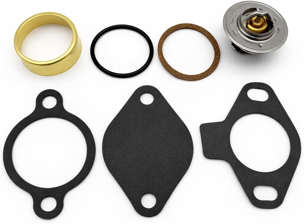 FASWORX 807252Q4 Thermostat Kit with Metal Sleeve Replacement for MerCruiser Quicksilver V6 and V8 Engines 4.3, 5.0, 5.7, 7.4, 8.2L - 18-3668, 23-47508T 807252T4