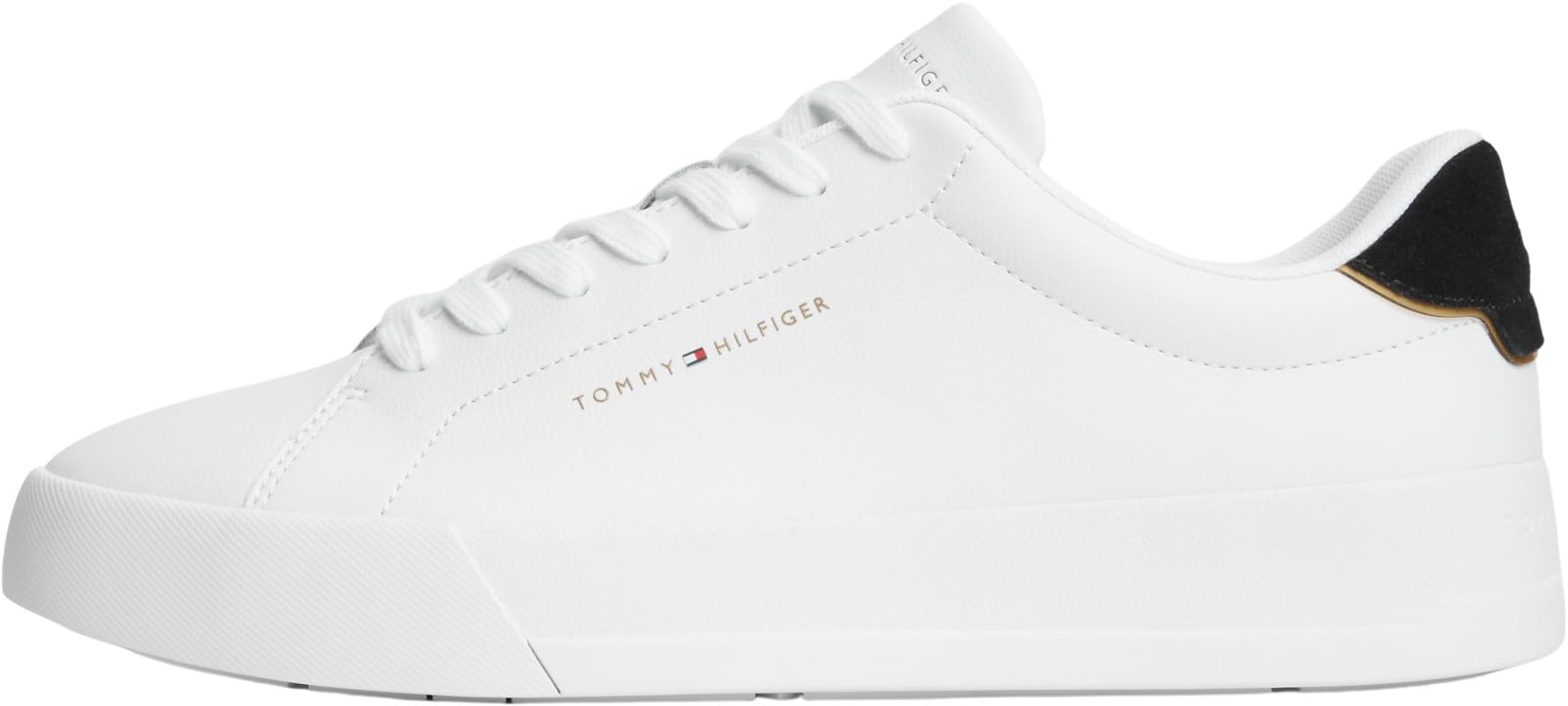 Tommy Hilfiger Men's White Logo Court Leather Trainers - /Black/Gold - 9