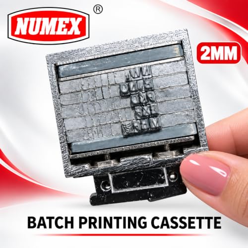 Image of NUMEX 2MM Metal Font Batch Printing Stamp | Heavy Duty Manual Coding Stamp | Prints Batch No., MFG Date, EXP Date & MRP | for Pouches, Bags, Labels & Craft Use | Made in India