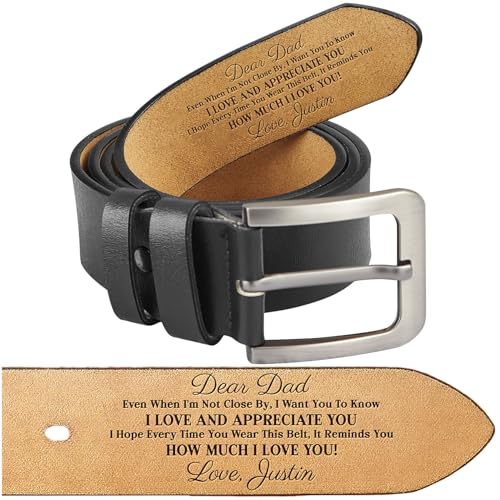 Custom Leather Belt for Dad, Custom Name Engraved Leather Belts Gift For Husband on Father's Day, Christmas Gift for Dad, Valentines Day Gift for Husband