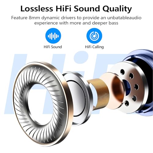 Image of kurdene Wireless Earbuds Bluetooth 5.3 in Ear Buds Light Weight Headphones,Deep Bass Sound,Built in Mics Headset,Clear Calls Earphones for Sports Workout Blue | Premium Sound Bass Ear buds with Charging Case,Touch Control,Built in Mics Headset,Clear Calls for Sports Workout Blue