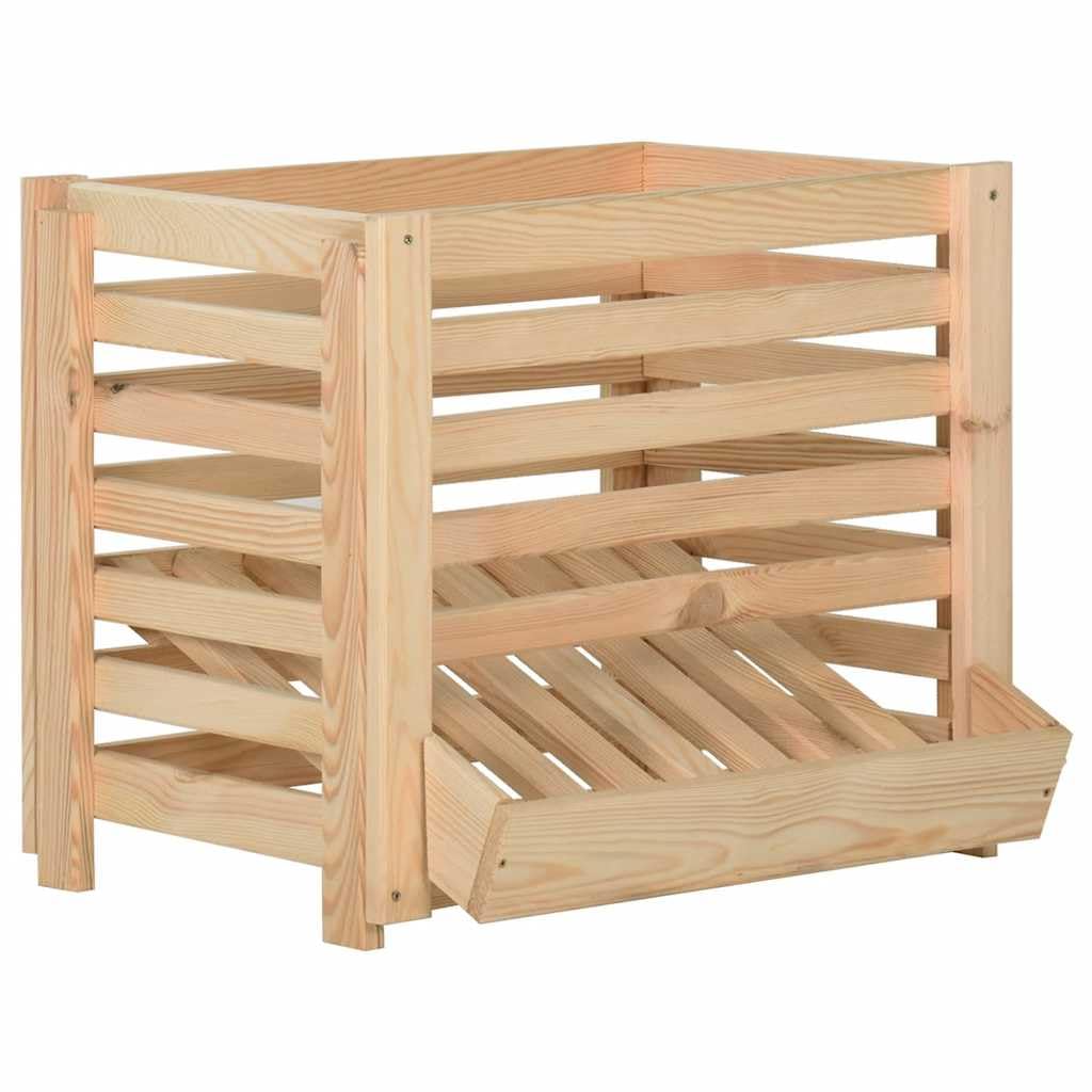 Kartoffelkiste aus massivem Kiefernholz 60x40x50 cm stapelbar mit Belüftung, praktische Aufbewahrungsbox für Gemüse, Organizer für Küche und Vorrat, robuste Kisten zur Ordnung und Lagerung