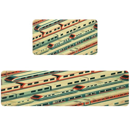 Alfombra de cocina para pasillo y cuarto de lavado VAPOKF juego decorativo de trenes 2