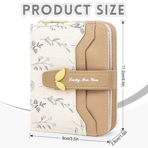 Small Wallet Womens Brown Flower Cute Wallet's Women Mini Wallets for Ladies Slim Change Purse for Ladies Bifold Wallet Womens With Zipper Coin Pocket Purses Card Holder for Women2