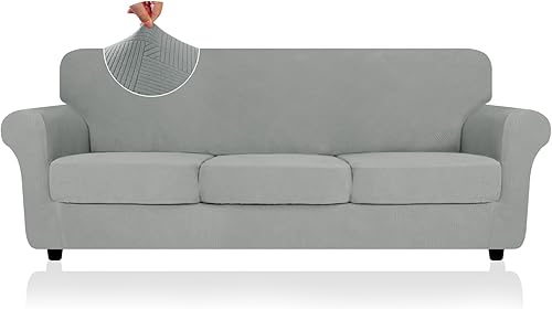 Miniatura 11 de Funda 2026 para sofá de dos plazas XL a rayas, 3 piezas (71"-91"), fundas elásticas gruesas para sofá con cojines 2 XL con banda elástica Nuevo