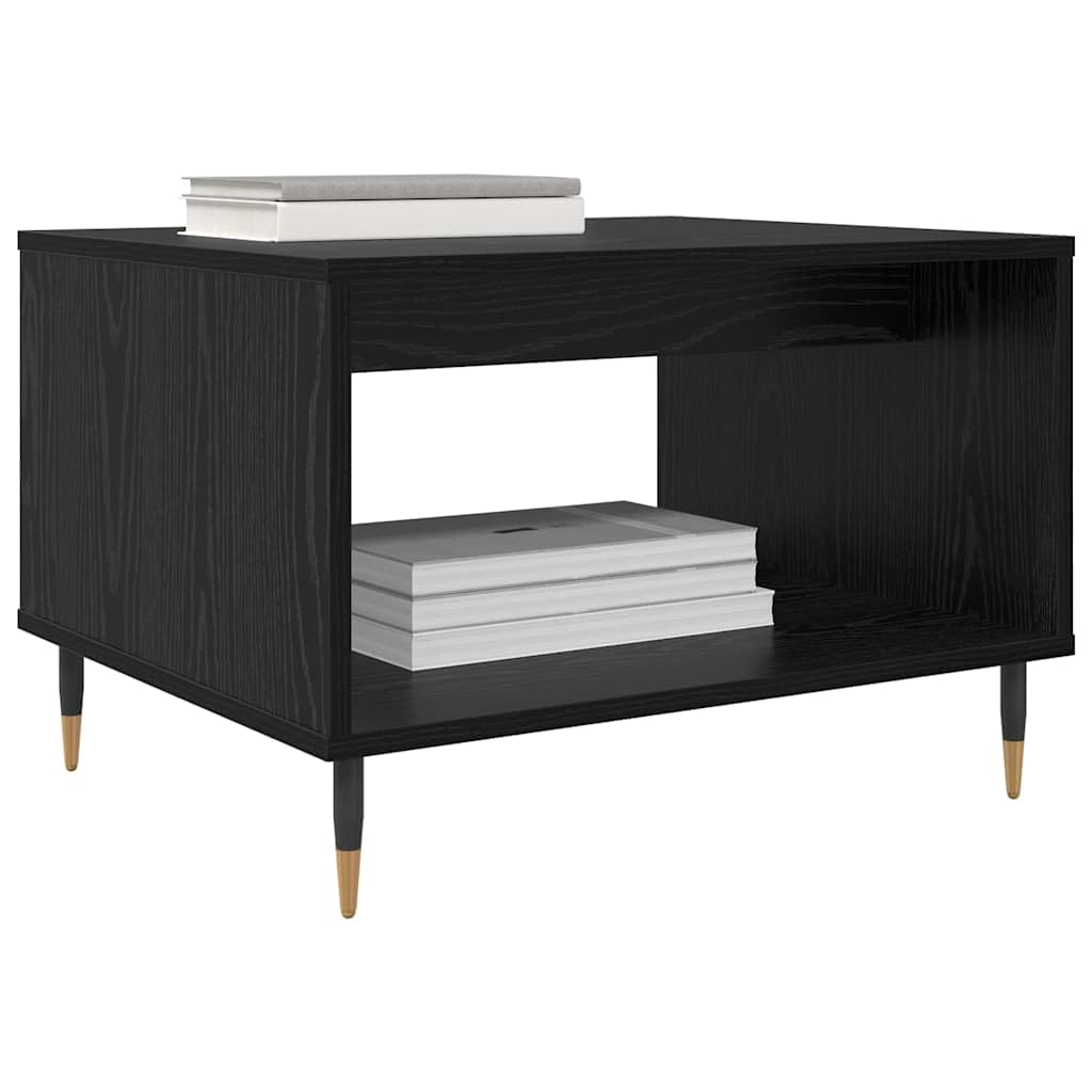 Mesa de centro de roble negro 60 x 50 x 40 cm, mesa auxiliar industrial de madera, patas cónicas, diseño moderno, resistente, para salón, dormitorio, cocina