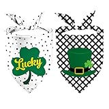 St.Patricks Day Dog Bandanas 2 Pack, Green Lucky Shamrocks Hat Dog Scarfs for Boy and Girl, Pet Scarves for St.Patricks Day Holiday Bandanas for Large Dogs (Green Lucky Hat, One Size)