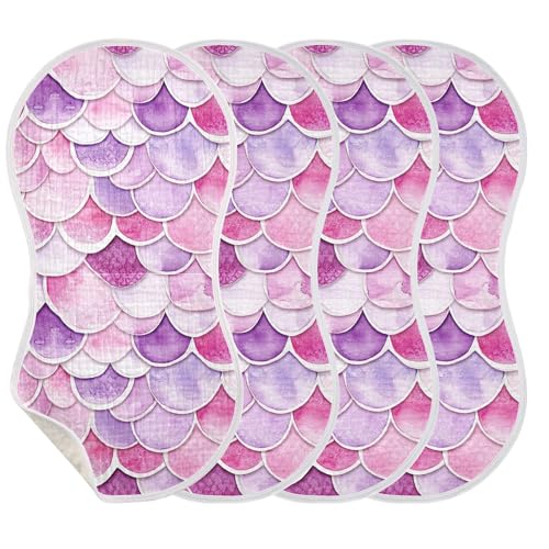 xigua Watercolor Mermaid Scales Baby Burp Cloths for Newborn Boys and Girls 2 Pack, Soft & Absorbent Cotton Baby Burp Cloth, Baby Washcloths, Newborn Towel, Burp Rags3