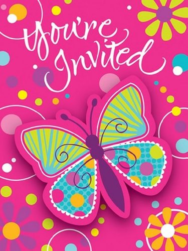 Creative Converting Butterfly Foldover Invitations-8 pcs
