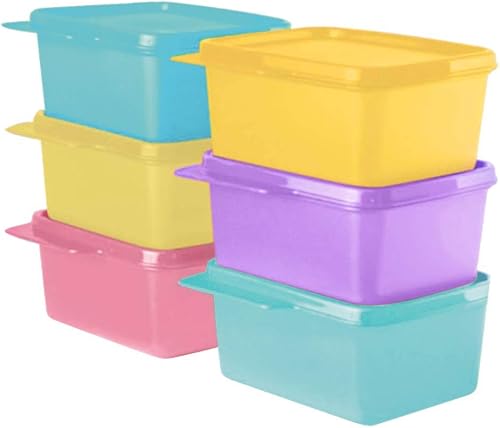 Tupperware 11155971 Contenedor de plástico para refrigerador, 16.9 fl oz, 6 unidades, verde, morado, rosa, azul, amarillo