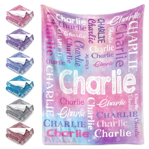Yoke Style Personalized Blankets for Kids, Custom Baby Blanket with Name, Customized Blanket for Adult Mom on Christmas Birthday Valentines Day