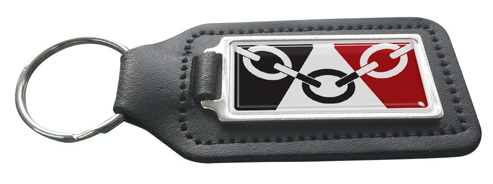 Capricornone Black Country Flag Black Leather Rectangle Keyring
