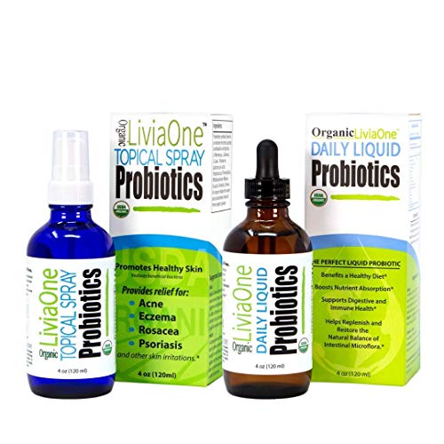 LiviaOne Topical Probiotics Spray and Daily Liquid Probiotics Bundle, 8 Fl Oz (Pack of 2)