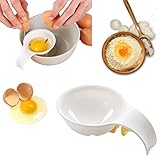 1 x weißer Eigelb-Trenner, Eiertrenner für rohe Eier, Schüssel-Clip und Eigelb-Trenner, Sieb zum Backen von Kuchen, Küchenhelfer, Kochen, Spezialwerkzeuge und Gadgets