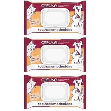Kit com 3 Toalhas Lenços Umedecidos Para Pet Cães Gatos