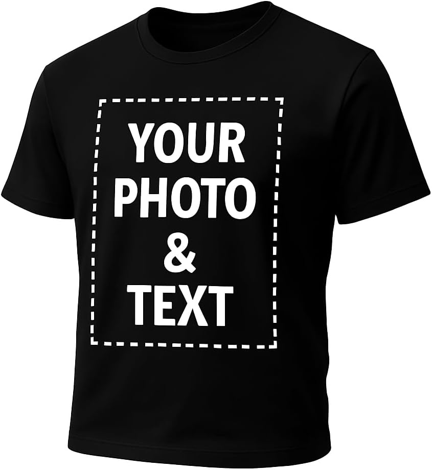 Customized T-Shirt, Upload Photos, Type Text, Custom Gifts, Personalized with Your Own Design