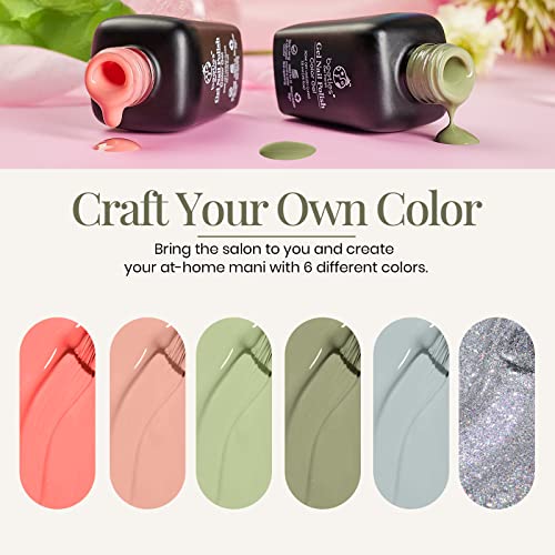 Beetles Gel Polish Southern Belle Glitter Nude Gel Polish Set - 6 Pcs Coral Green Light Blue Gel Polish Kit Soak Off Uv Nail Gel Base And Top Coat Needed Varnish Salon Nail Art Design For Women #TOP2