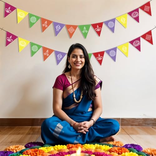 Image of Party Propz Festive Decorations Banner - 2 Pcs, 54 Inch Traditional Print Decorations Banner, Holi Decoration Items for Home, Holi Banner, Haldi Decor (Cardstock)