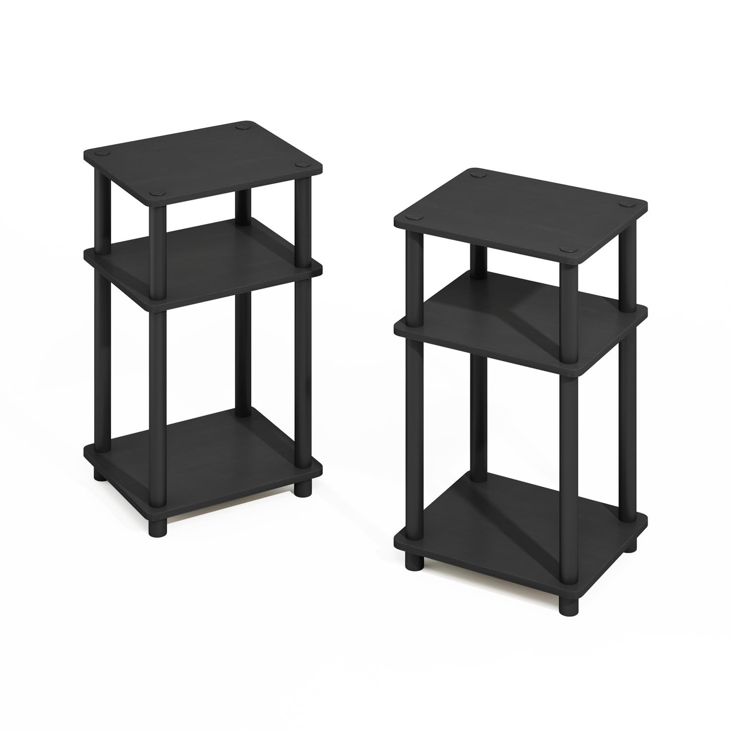 Furinno Turn-N-Tube Storage Shelves, Stackable Standing Shelf, Open Corner Shelf, for Organization and Storage, Living Room, Garage, Home Office, Americano