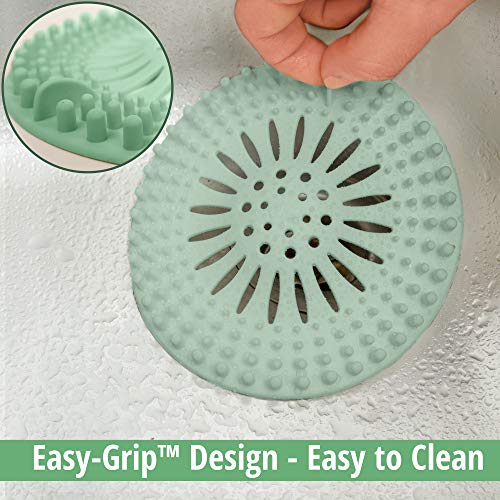 JOYEZA Shower Drain Hair Trap (5-Pack) Durable Silicone Hair Catcher Shower Drain Hair Catcher, Easy Install&Clean Drain Cover for Bathroom Kitchen and Tub - Thumbnail 6