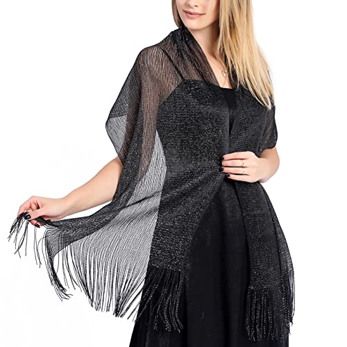Ralcosuss Women’s Metallic Shawl Wrap Scarf for Evening Party Dresses, Wedding Bridal Long Large Scarves Shoulder Cover Up