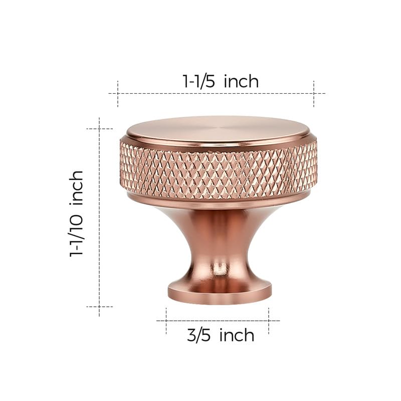 Image of Ravinte 10 Pack Champagne Bronze Cabinet Pulls Kitchen Cabinet Hardware Knobs Round Solid Knurled Handles Single Hole Drawer Knobs for Cupboard Furniture Dresser Pulls