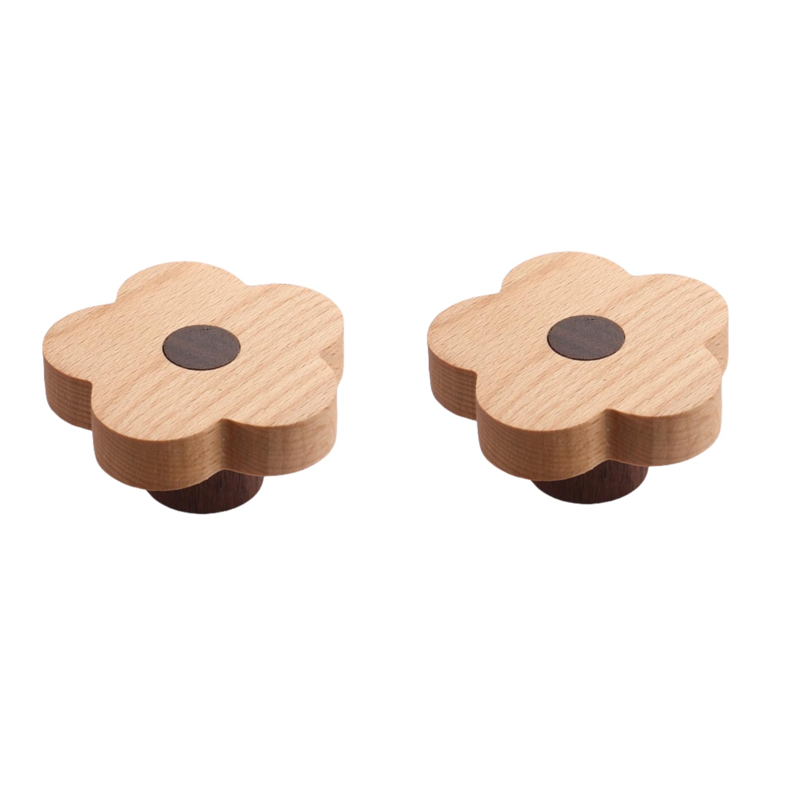 ITTRUH Round Wood Drawer Knobs,2Pcs Cabinet Door Wardrobe Flower Shape