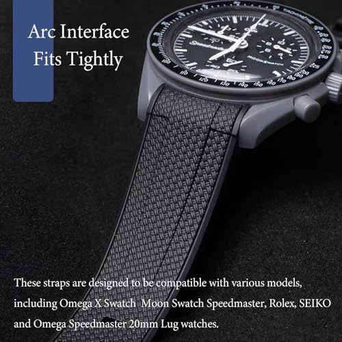 Image of Silicone Rubber Bands for Omega X Swatch Moonswatch Watch Strap 20mm Curved End Weave Style Premium Silicone Rubber Replacement Strap Women Men,for Omega Swatch Moonswatch Speedmaster