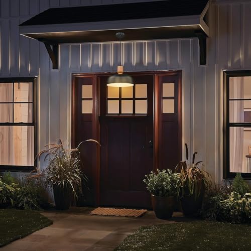 Image of Darkaway Dusk to Dawn Industrial Pendant Light Fixtures Ceiling Hanging with Hammered Metal Shade, 2pcs Black Pendant Light for Outdoor Porch Lighting Hanging Lamp Adjustable Height