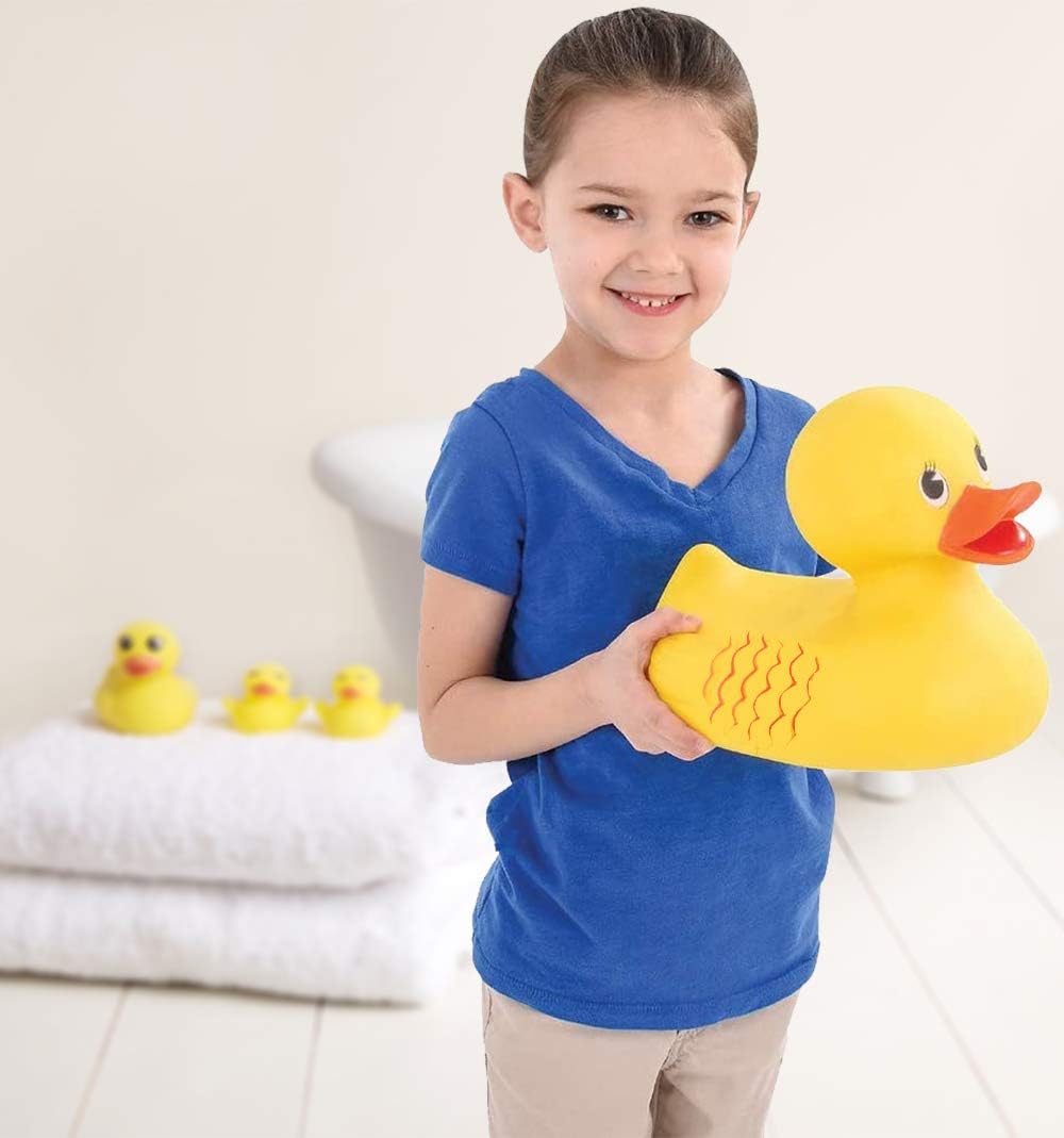 10" Jumbo Classic Yellow Rubber Duck Bathtime Toy, Floating Fun Pool Preschool Bathtub Toy, Giant Flexible Large Yellow Duck for Kids (1)