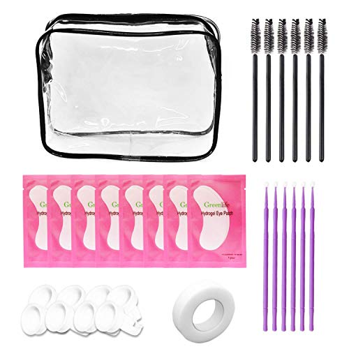 GreenLife® eyelash extension kits 100 Pcs eyelash extension Pads + 100 Pcs eyelash brushes + 100 Pcs micro brush + 100 Pcs Glue Ring + 1 Pcs tape (Eyelash Basic Combo)