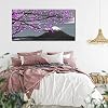 LoveHouse Purple Tree Wall Art Painting Blossom Cherry Flower with Mt Fuji Japan Landscape Picture Art Prints for Bedroom Living Room Office Room Decor Stretched Framed Ready to Hang 24x48 inches