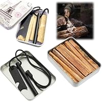 Azttior Feuerstahl Outdoor Survival Kit, Feuerstahl klein, Feuerstab, Kienspan Zunder in Zinnbox, Magnesium Feuerstarter Flint & Steel für Camping, Wandern, Notfall, Firestarter, Feuerstein Survival