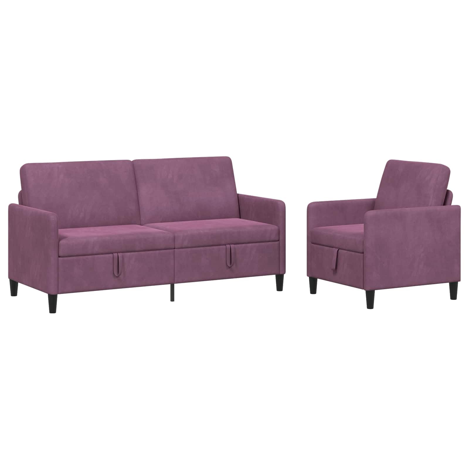 Divano con contenitore 2 pezzi viola poliestere moderno