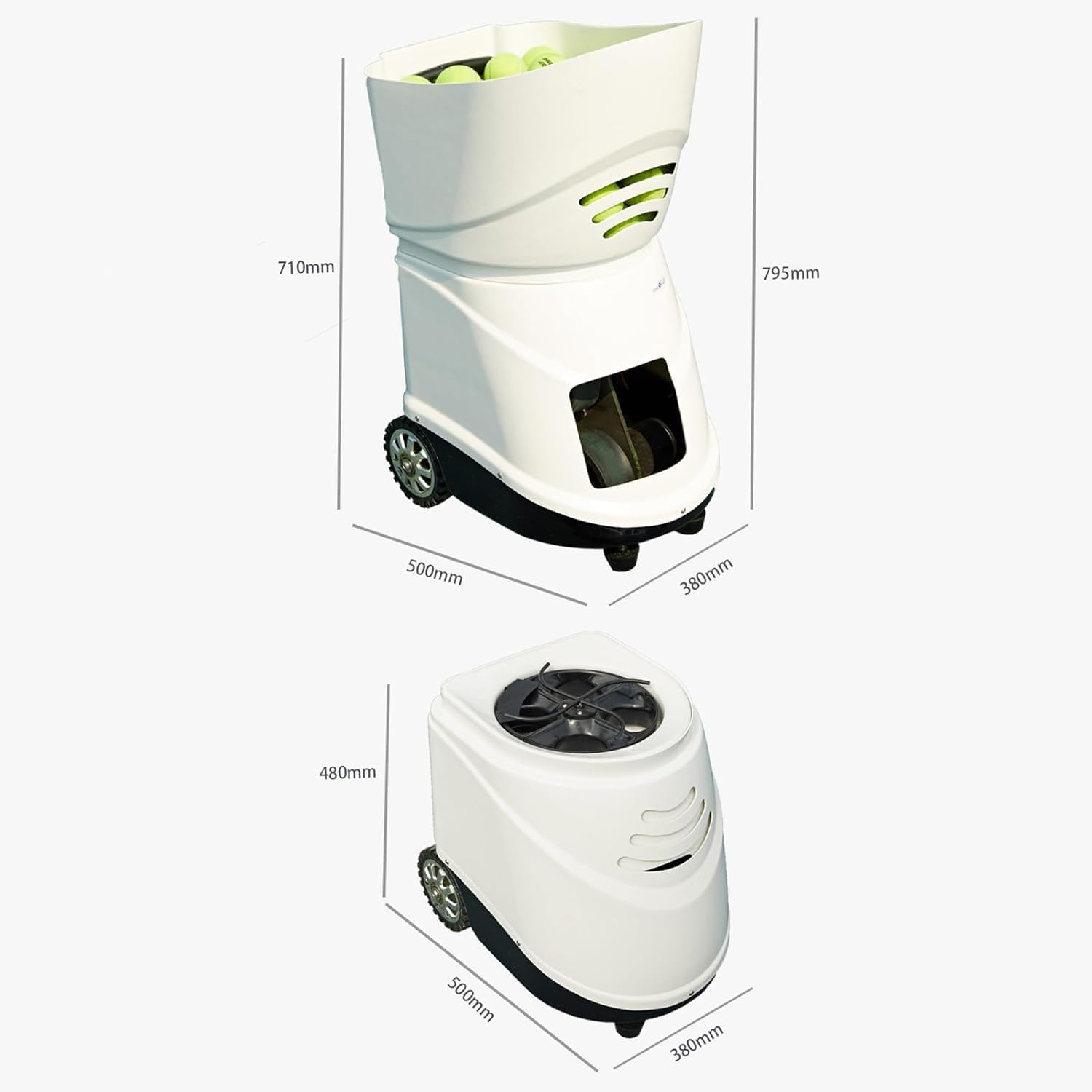 Máquina lanzapelotas de tenis portátil, lanzador automático de pelotas de tenis, tiempo de funcionamiento de 6 a 8 horas, gran capacidad para 150, control de aplicación móvil, modos de entrenamiento