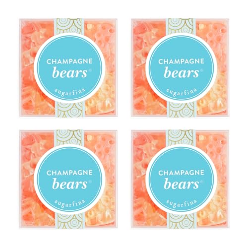 Sugarfina Champagne Bears Small Candy Cube, Gummy Bears, 3.3 oz, 4 Count