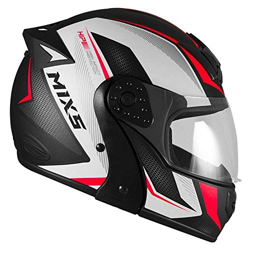 Capacete Mixs Gladiator Neo Brilhante Escamoteavel Articulado Robocop preto com vermelho 58