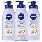 NIVEA Oil Infused Peach Blossom and Avocado Oil Body Lotion, Body Lotion for Dry Skin, 16.9 Fl Oz Pack of 3