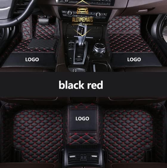 Leather Car Mats (Custom Made) (Black/Red Floor Mats)