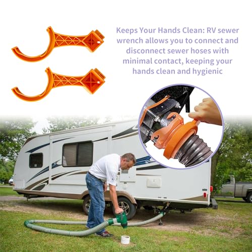 Image of RV Sewer Hose Fitting Wrench, Multi-Purpose RV Sewer Hose Wrench, Fit Most 3-Inch and 4-Inch Male /Female Camper Sewer Caps