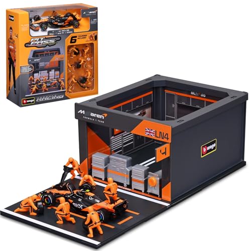 Modelo de Auto de Carreras 1:43 con 6 Figuras de Pit Crew