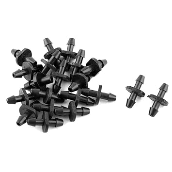 ELECTROPRIME Plastic Irrigation Fittings Water Pipe Nozzle Connector 6mm Dia 20pcs Black