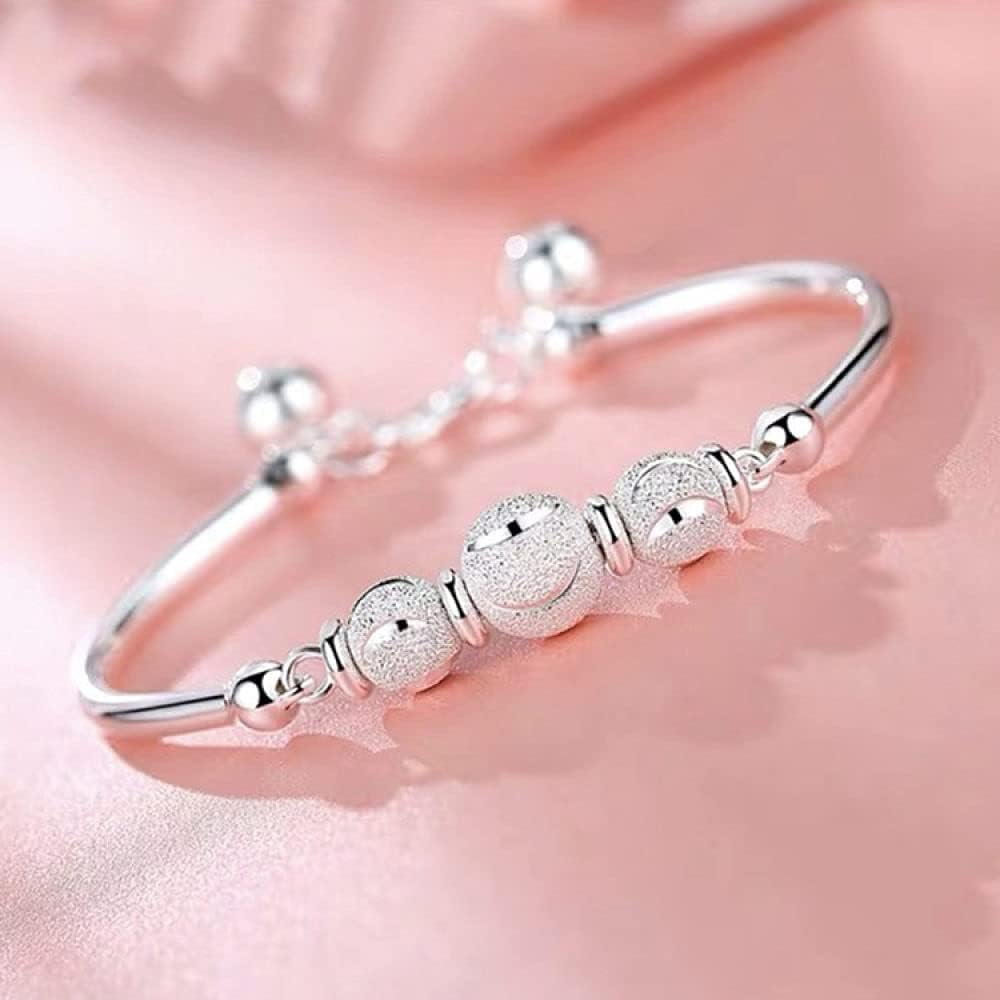 Bracciale regolabile,bracciale in argento sterling,bracciale in argento sterling S990 da donna Bracciale con perline opache vintage cinesi Bracciale aperto con polsino da donna Gioielli in argento ste