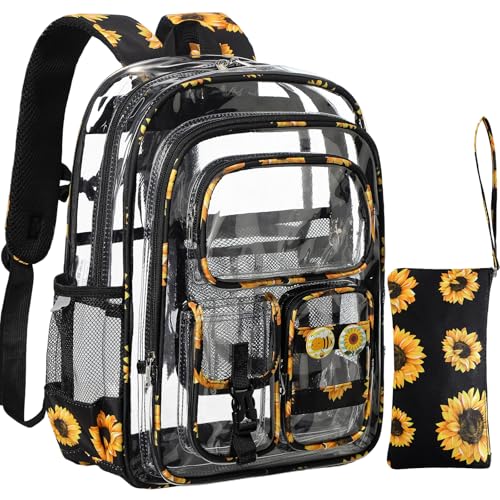 Image of Clear Backpack with Small Purse, See Through Backpacks Stadium Approved, Transparent Bookbag for Girls Teens Women Elementary College Work Travel Concert