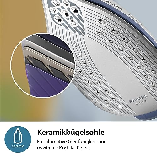 Philips Dampfbügelstation 3000 Series, 2400 W, 120 g/min Dauerdampf, 350 g Dampfstoß, schnell und leistungsstark, vertikaler Dampf, Keramiksohle, Deep Azur (PSG3000/20) – Bild 5