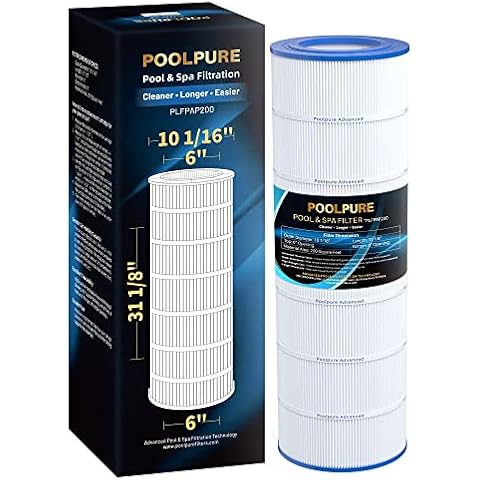 POOLPURE PAP200 Pool Filter Replaces Pentair Clean and Clear 200, CC200, Unicel C-9419, Ultral-C5, PP-C5, Filbur FC-0688, R173217, 59054400, Aladdin 29902, Baleen AK-8005, 200 sq.ft Cartridge, 1 Pack Cover