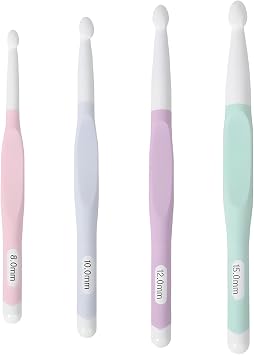 4Pcs Large Crochet Hook Crochet Hooks Set, Handle Crochets Hooks Weaving Tools for Travel, Rubber Handle Suitable Beginners Crochet Hook for Weaving Tools Scarf DIY Craft Projects